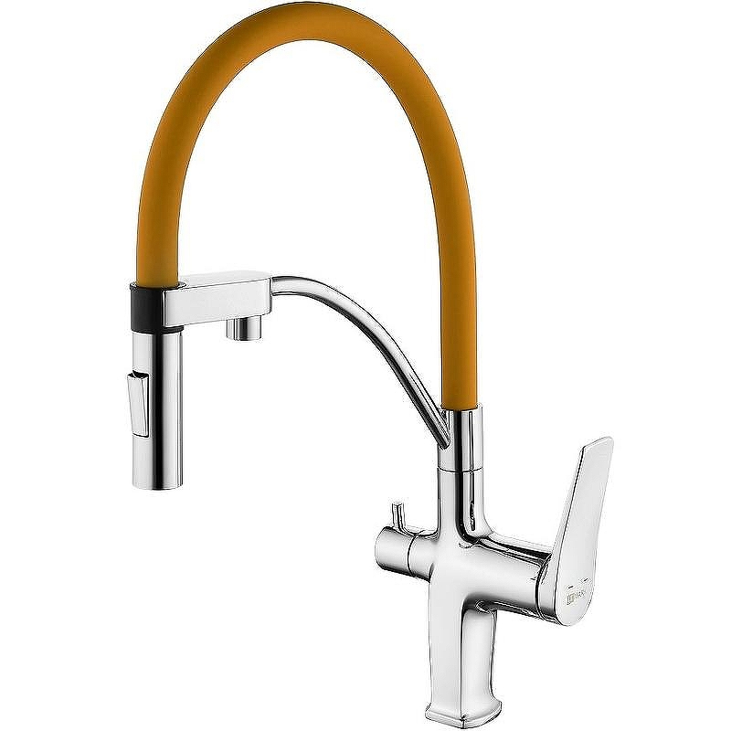 Смеситель для кухни Lemark Comfort LM3074C-Orange Хром Оранжевый