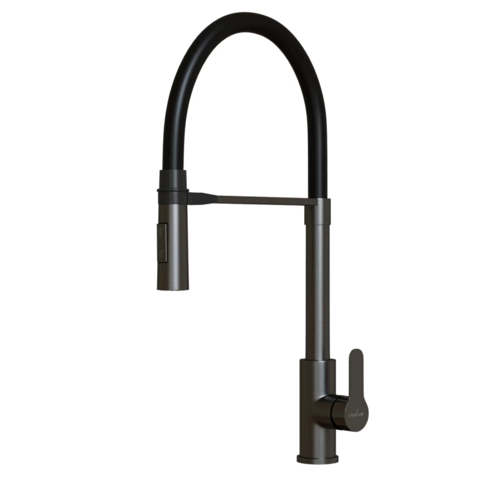 Смеситель для кухни Mixline MLSS-0402BL графит с гибким изливом однорычажный (556021)