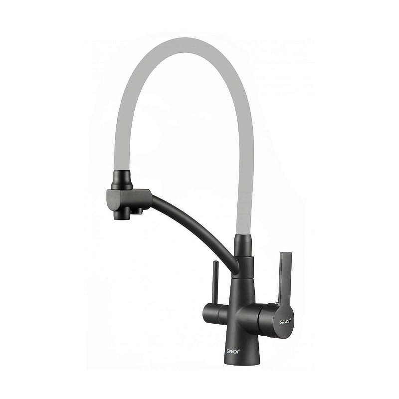 Смеситель для кухни Savol S-L1805H-04 цвет Черный Серый