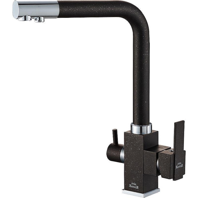 Смеситель для кухни ZorG Steel Hammer SH 805 BLACK CR Черный матовый Хром