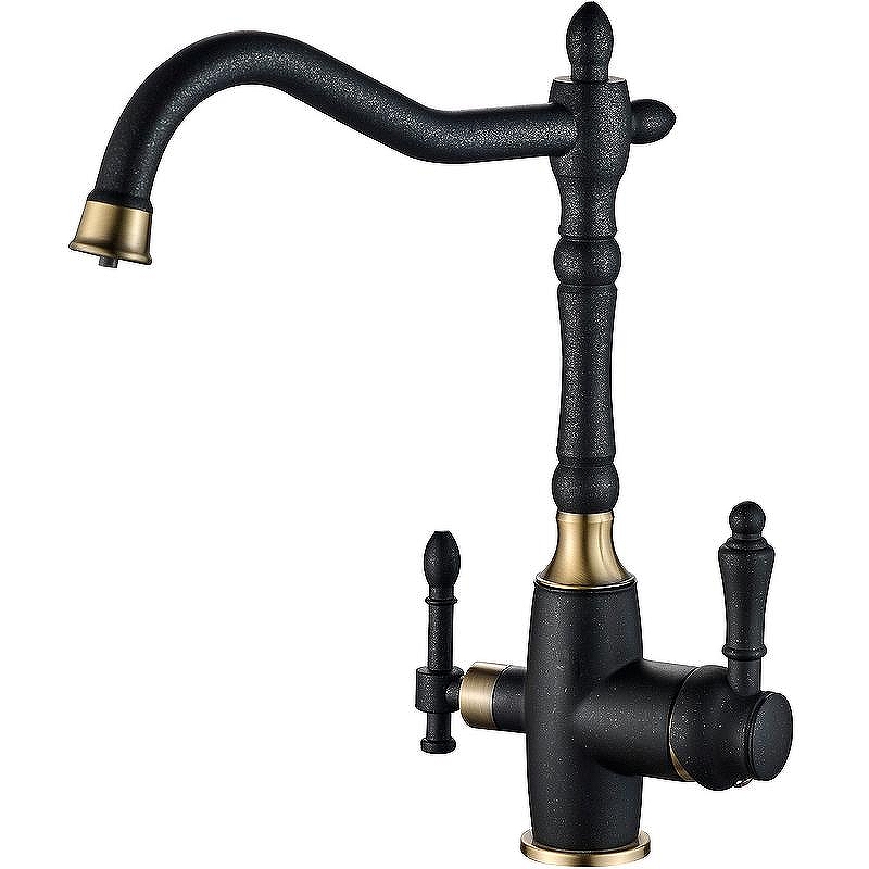 Смеситель для кухни ZorG Steel Hammer SH 812 BLACK BR Черный матовый Бронза