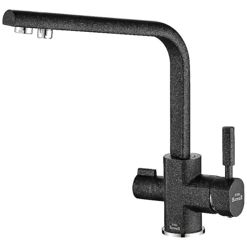 Смеситель для кухни ZorG Steel Hammer SH 909 BLACK CR Черный матовый
