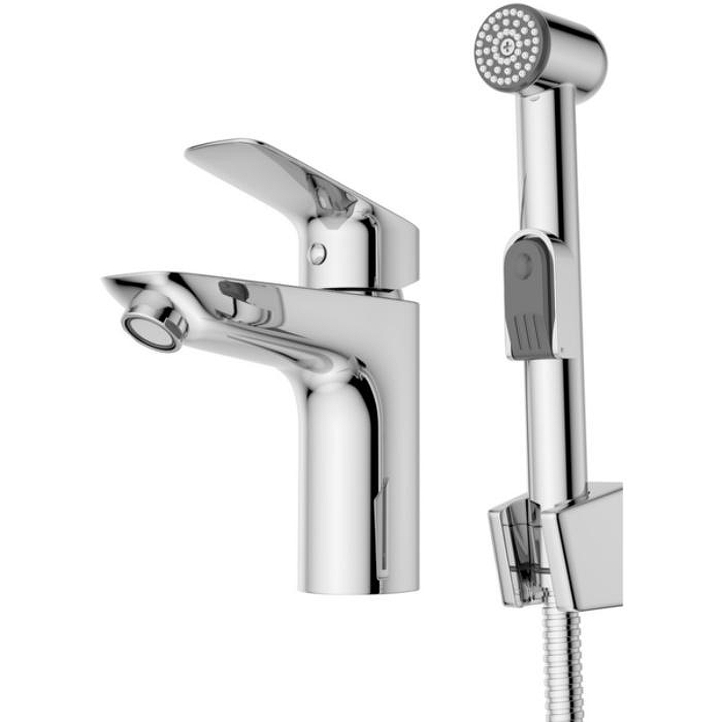 Смеситель для раковины BelBagno Due DUE-LVM/HGN-CRM-W0 с гигиеническим душем цвет Хром