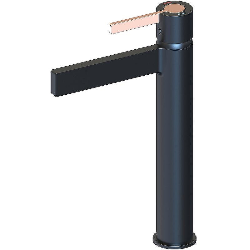 Смеситель для раковины beWash Incanto BVMM1BH238 Черный матовый Розовое золото