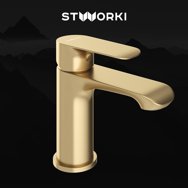 Смеситель для раковины STWORKI Копенгаген S42010GM цвет Золото матовое