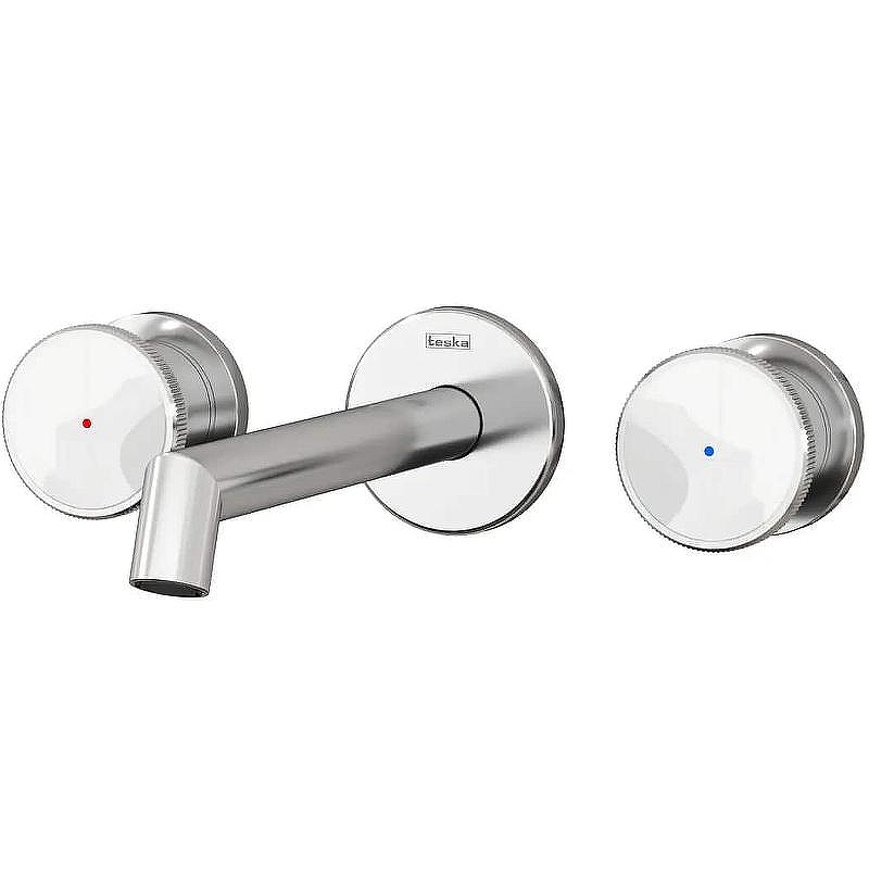 Смеситель для раковины Teska Grande Shine E5320 Хром Белое стекло