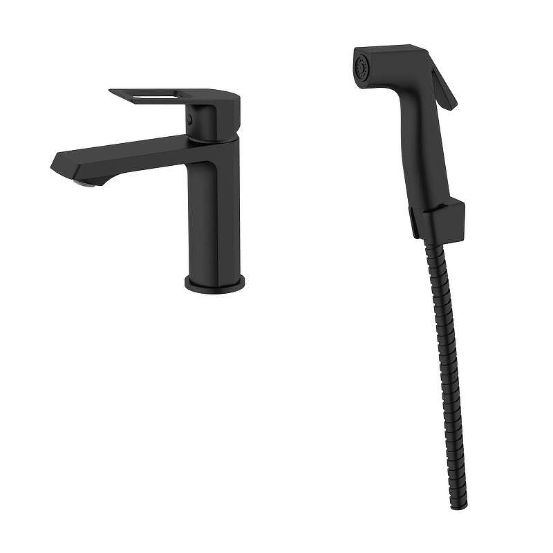 Смеситель для раковины Voda Surf Black SF27HB с гигиеническим душем цвет Черный