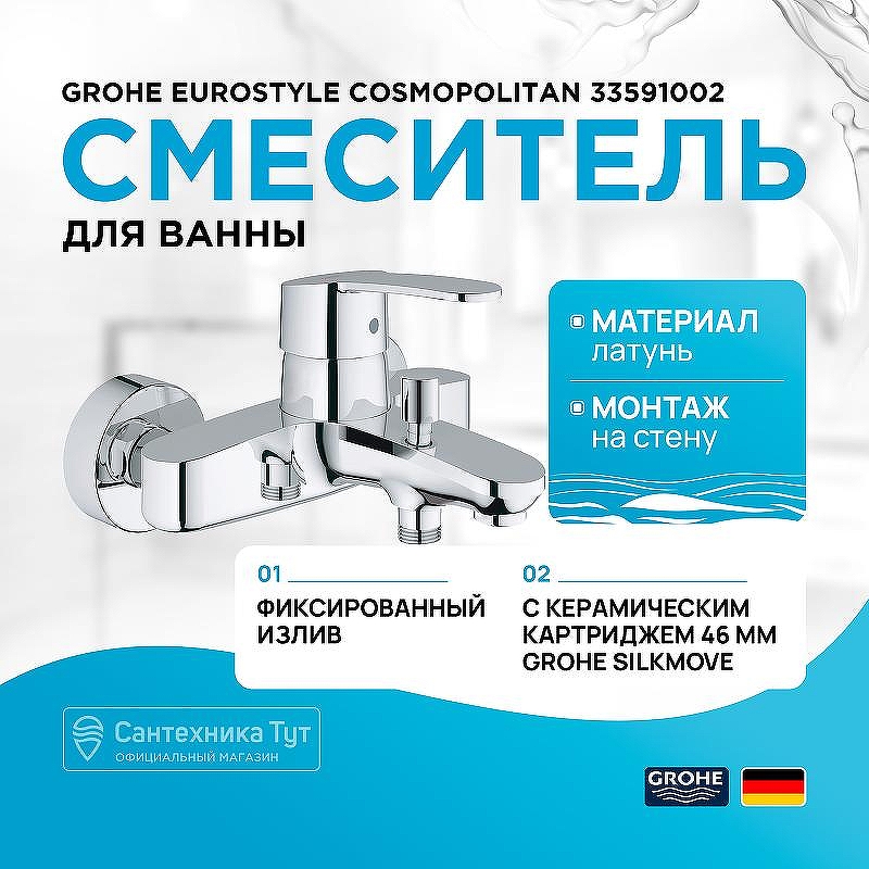 Смеситель для ванны Grohe Eurostyle Cosmopolitan 33591002 Хром