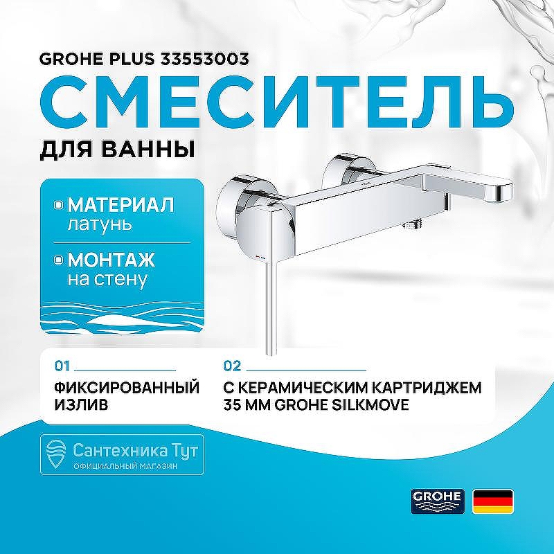 Смеситель для ванны Grohe Plus 33553003 Хром