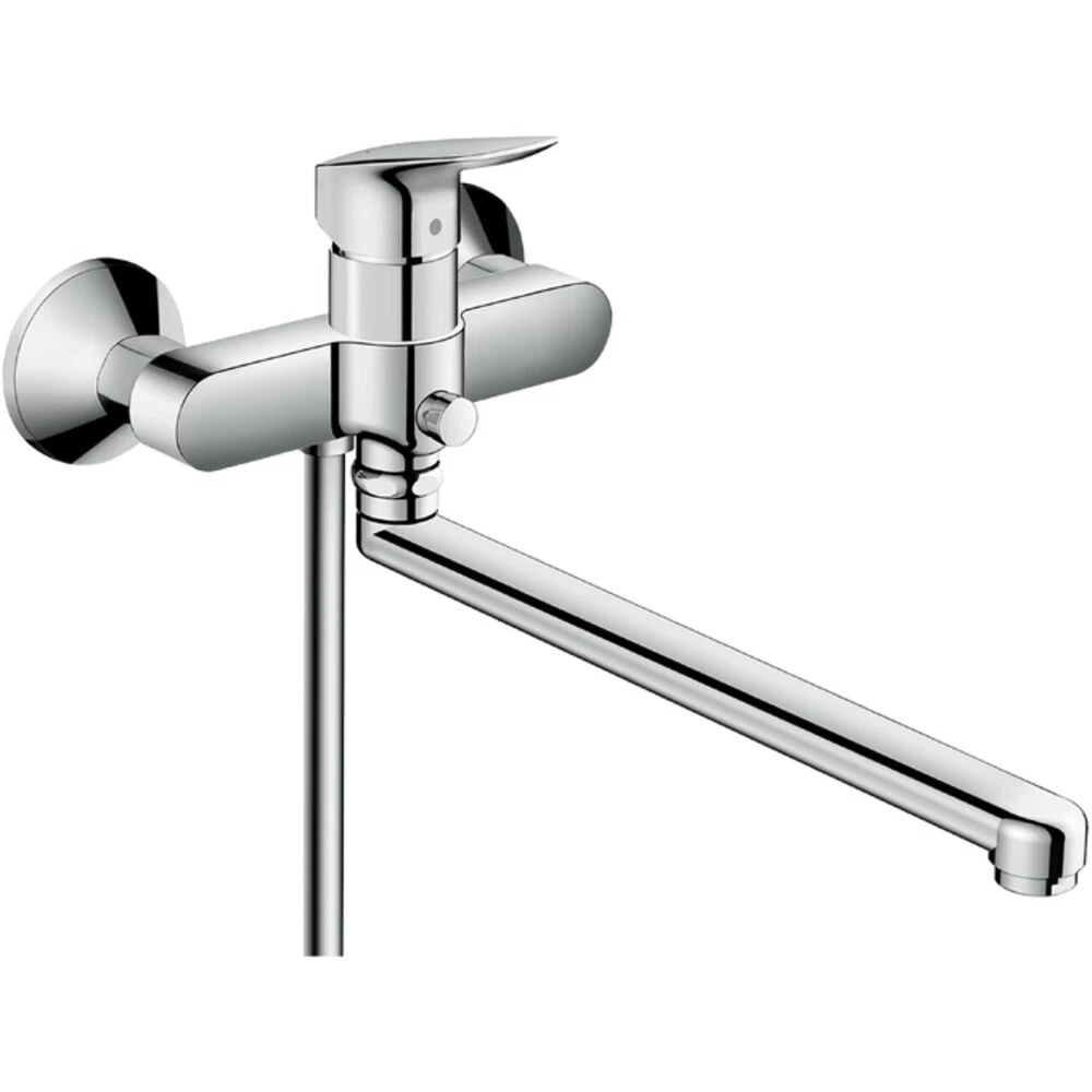 Смеситель для ванны Hansgrohe хром однорычажный с длинным изливом без лейки (71402000)