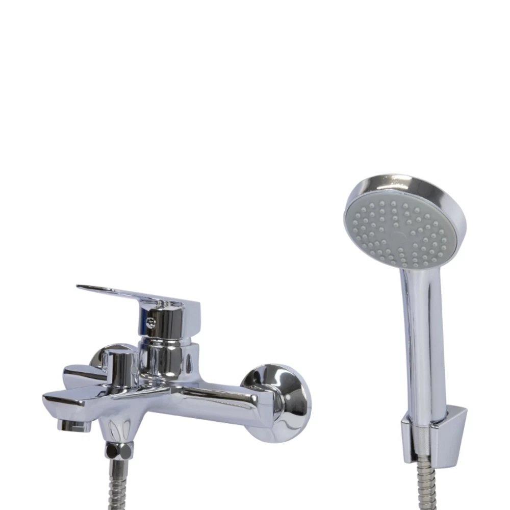 Смеситель для ванны Mixline ML15-01 хром однорычажный с коротким изливом с лейкой (556666)