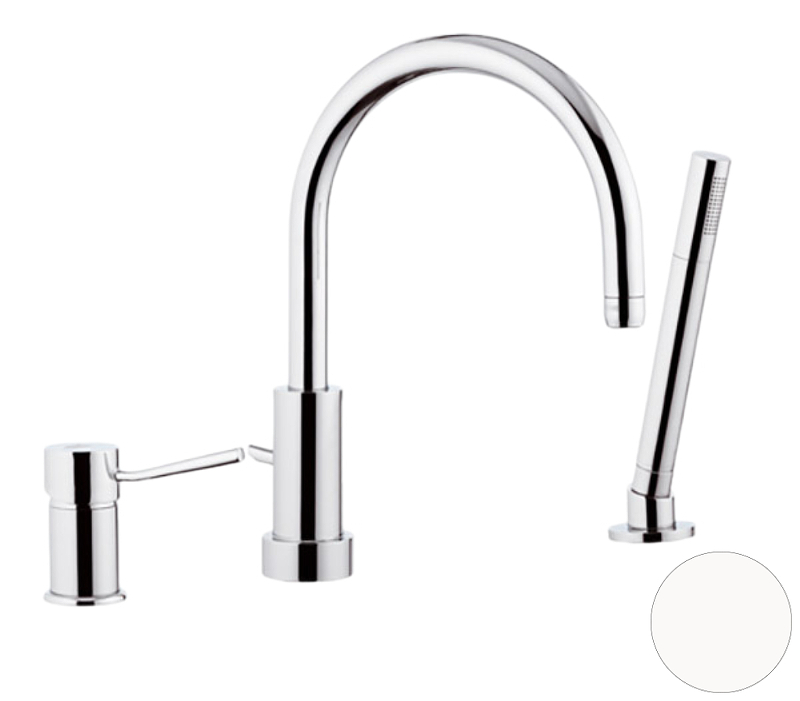 Смеситель на борт ванны Remer Minimal N072BO цвет Белый матовый
