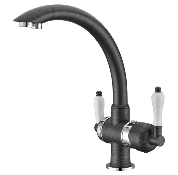 Смеситель Zorg Clean Water ZR 327 YF-CR-BL METALL для кухни под фильтр, цвет хром-черный металл