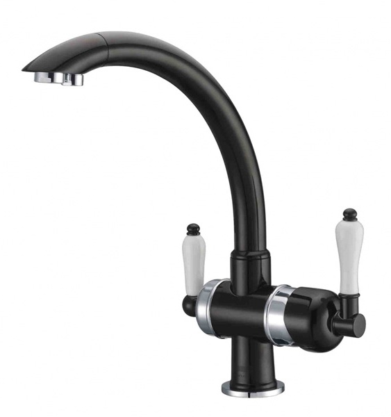 Смеситель Zorg Clean Water ZR 327 YF-CR-BLACK для кухни под фильтр, цвет хром-черный