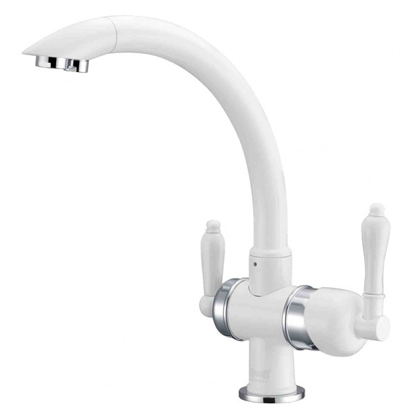 Смеситель Zorg Clean Water ZR 327 YF-CR- WHITE для кухни под фильтр, цвет хром-белый White
