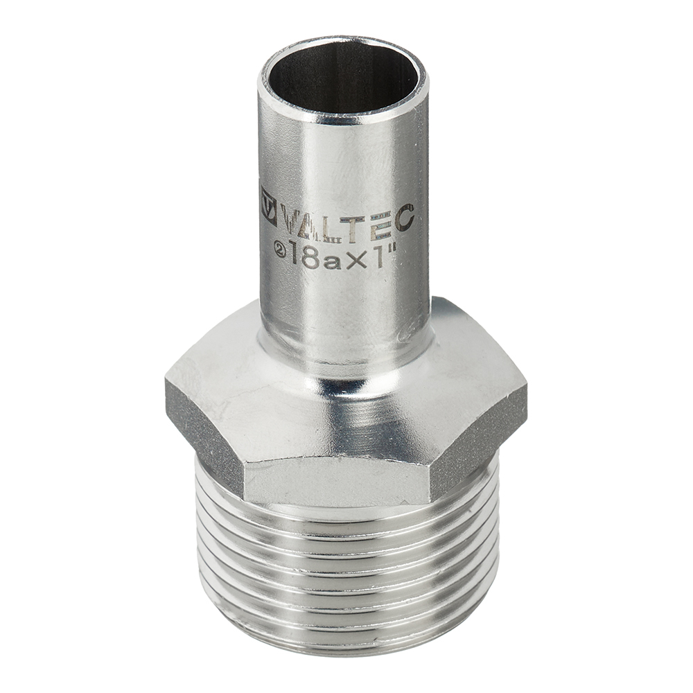 Соединитель Valtec 18 мм х 1 НР(ш) нержавеющая сталь (VTi.906.I.001806)