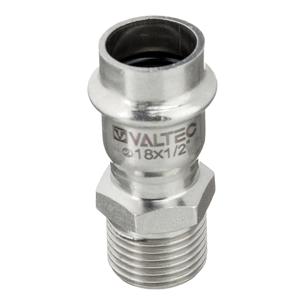 Соединитель Valtec 18 мм х 1/2 НР(ш) нержавеющая сталь (VTi.901.I.001804)