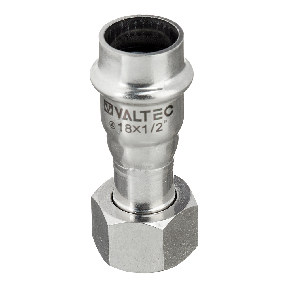 Соединитель Valtec 18 мм х 1/2 ВР(г) нержавеющая сталь с накидной гайкой (VTi.908.I.001804)