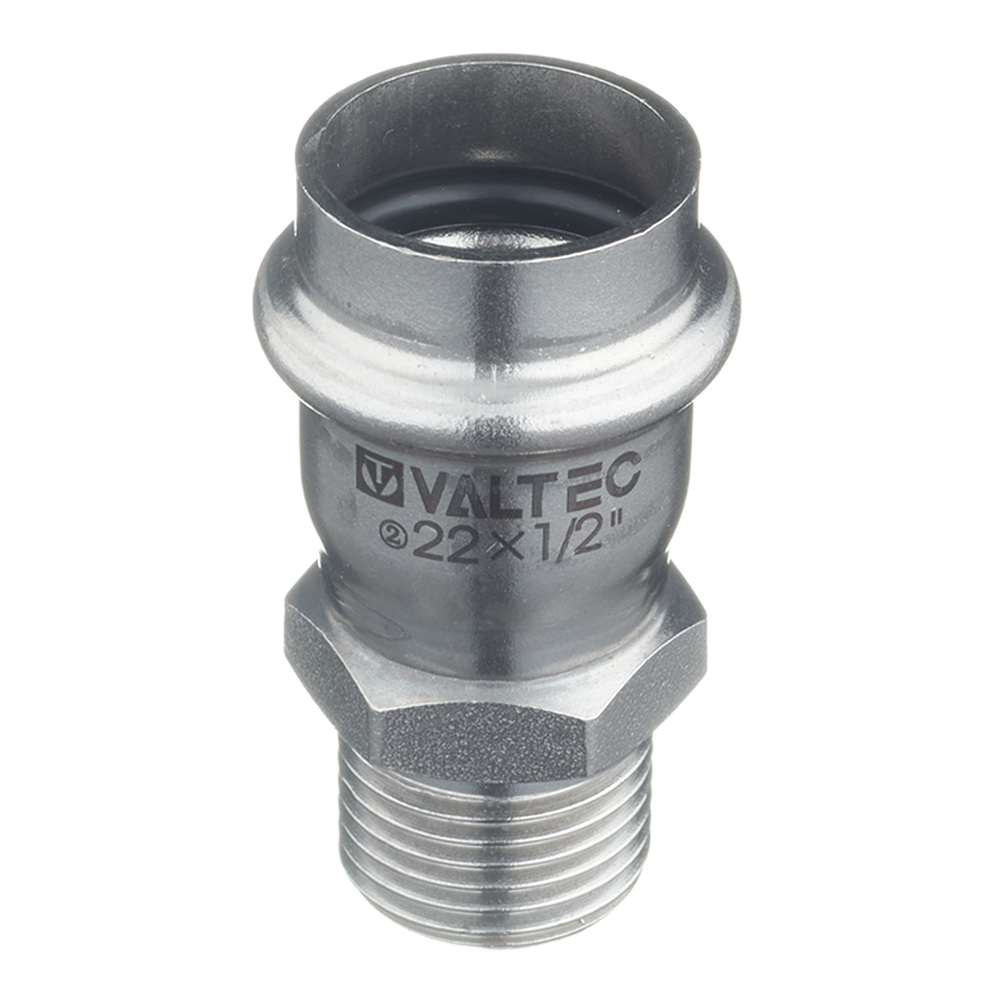 Соединитель Valtec 22 мм х 1/2 НР(ш) нержавеющая сталь (VTi.901.I.002204)