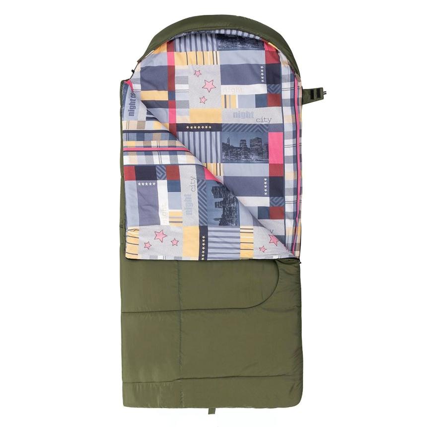 Спальный мешок Nisus TRAVEL Wide Plus 400 (220х106) Hollowfiber зелёный (N-SB-H400-220x106)
