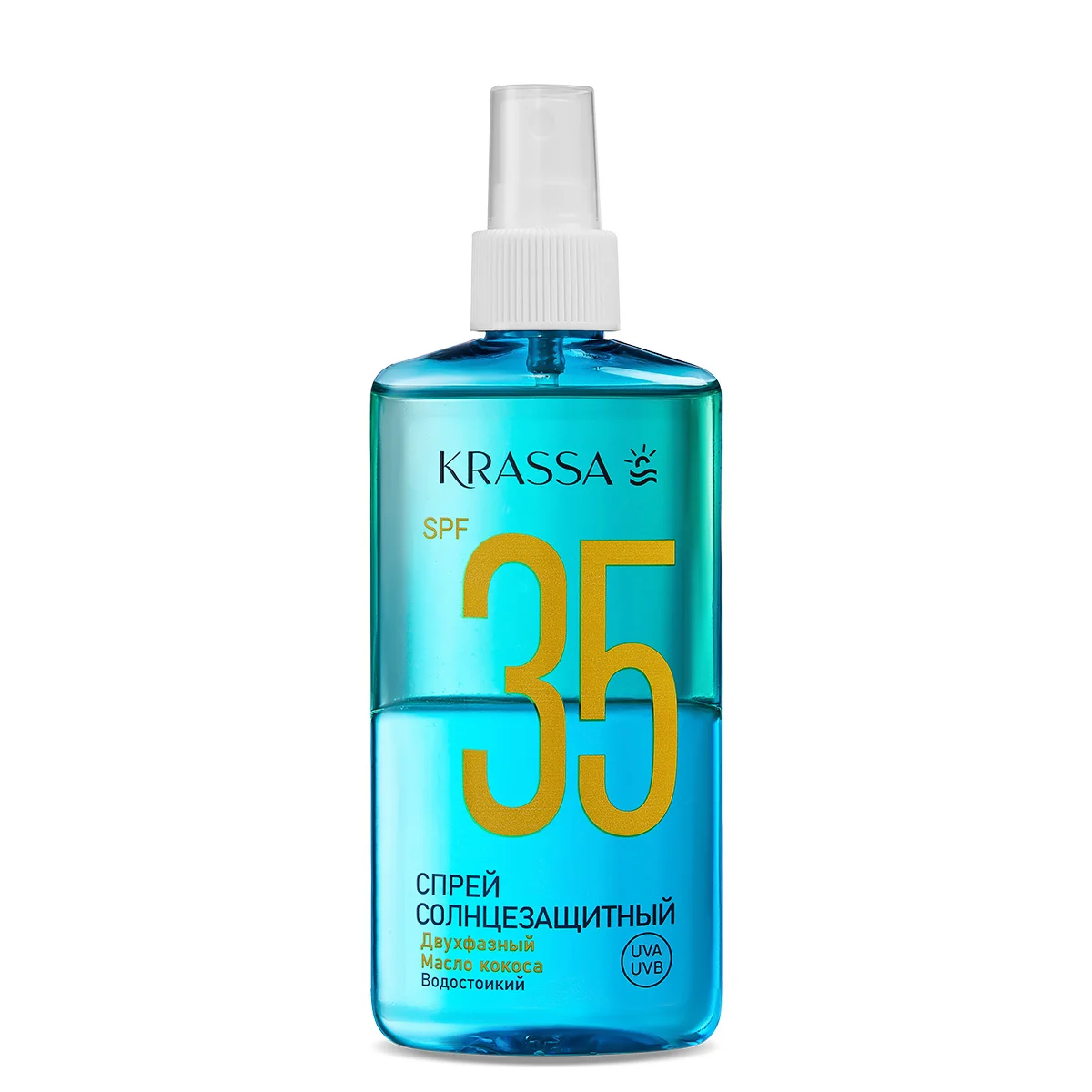 Спрей Двухфазный Солнцезащитный Krassa SPF 35, 150 мл, с маслом кокоса