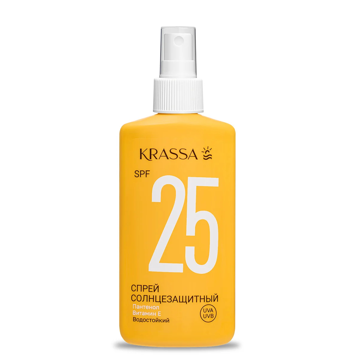 Спрей солнцезащитный Krassa SPF 25, 150 мл, водостойкий с Пантенолом и Витамином Е