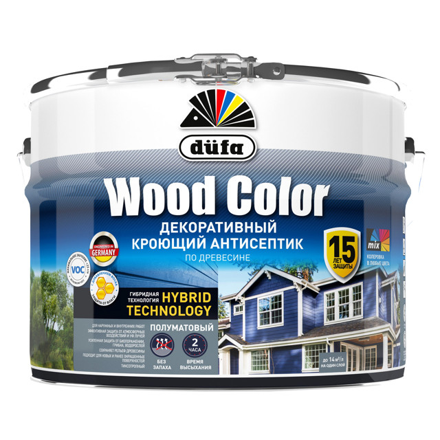 средство деревозащитное DUFA Wood Color база 1 9л белое, арт.МП00-007350