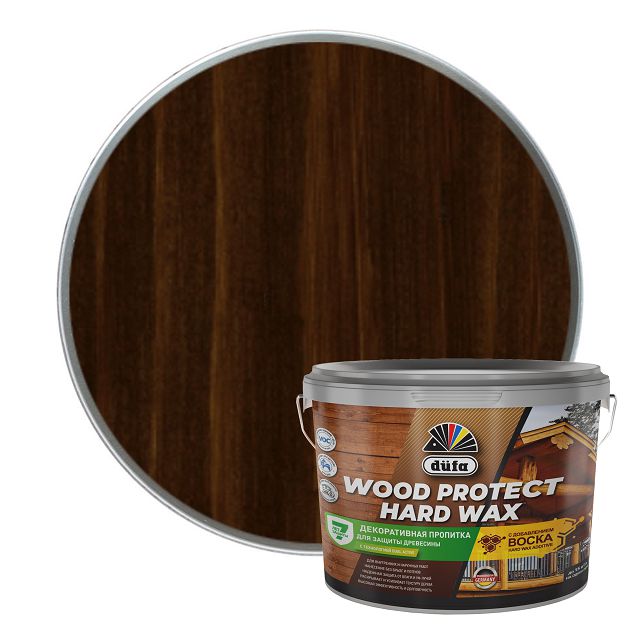 средство деревозащитное DUFA Wood Protect Hard wax каштан 9л, арт. МП00-010468