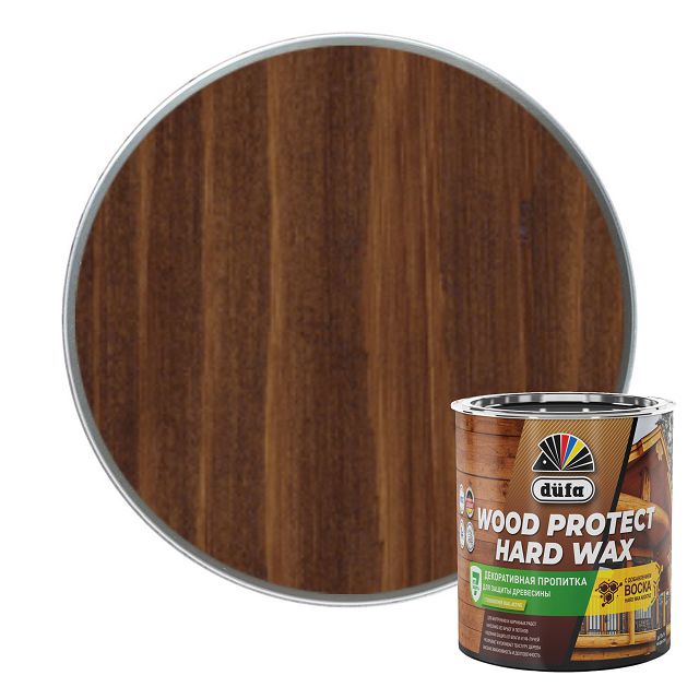 средство деревозащитное DUFA Wood Protect Hard wax ореховое дерево 0,75л, арт. МП00-010447