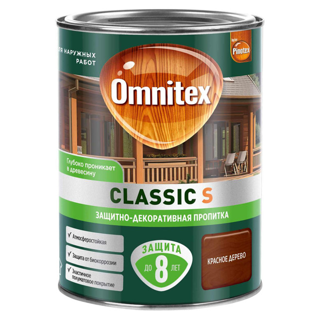 средство деревозащитное OMNITEX Classic S 0,9л красное дерево арт.50037227