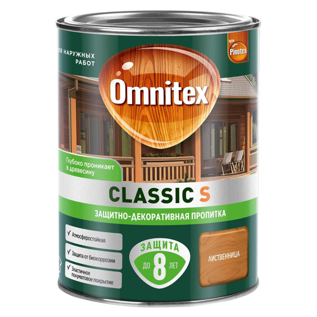 средство деревозащитное OMNITEX Classic S 0,9л лиственница арт.50037202