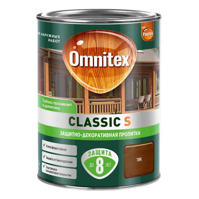 средство деревозащитное OMNITEX Classic S 0,9л тик арт.50037217