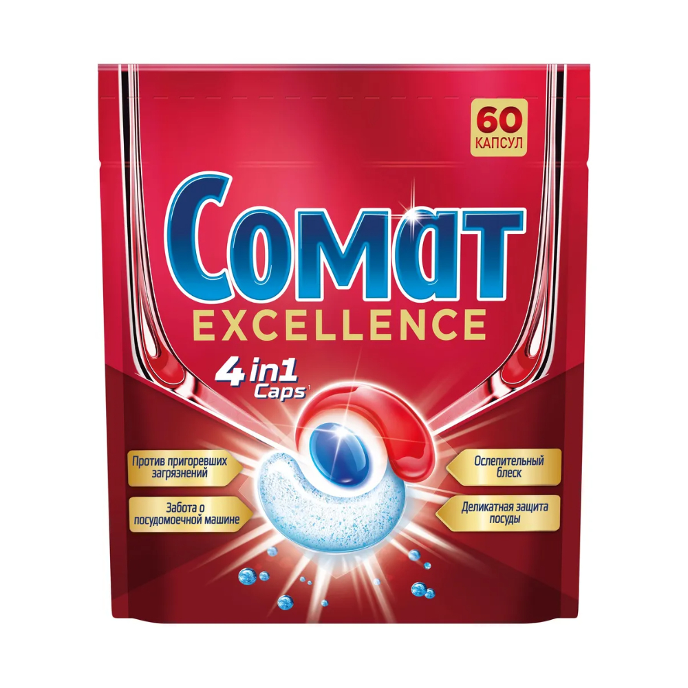 Средство для мытья посуды в ПММ Сомат Excellence 4 in 1 60 капсул
