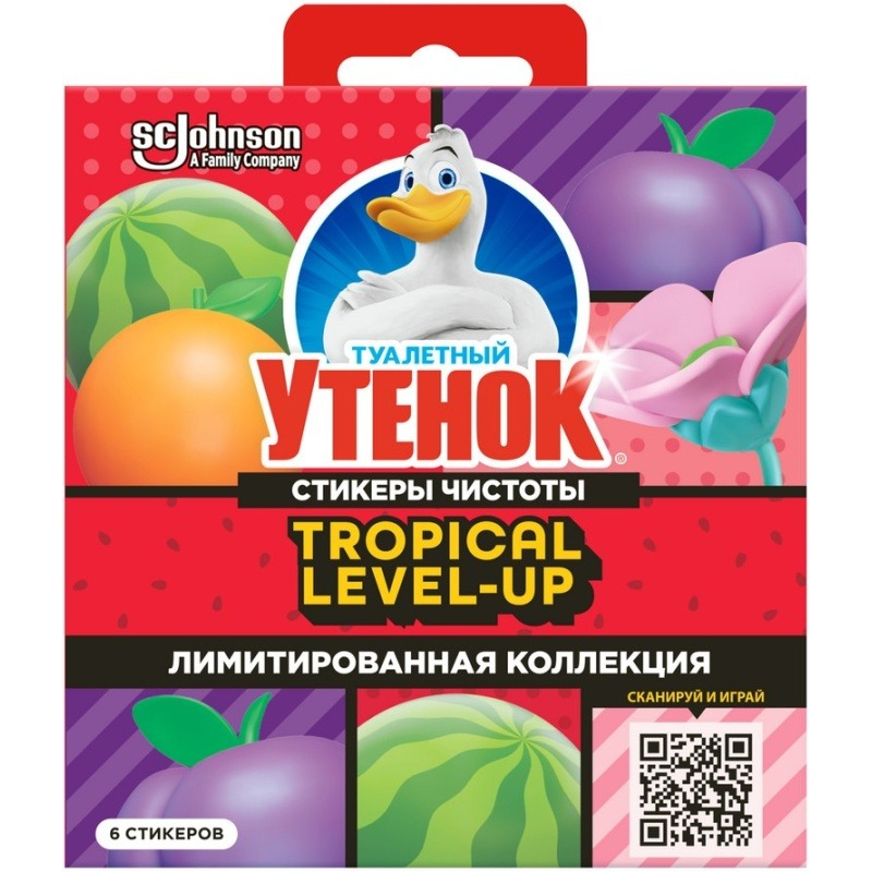 Средство для очистки унитаза Туалетный утенок Стикер чистоты Tropical level-up 6 шт