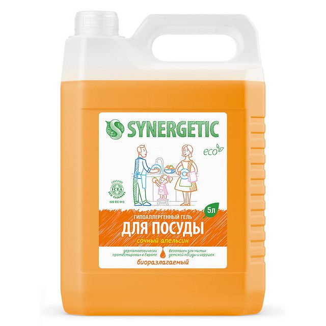 средство для посуды SYNERGETIC Сочный апельсин гель 5л