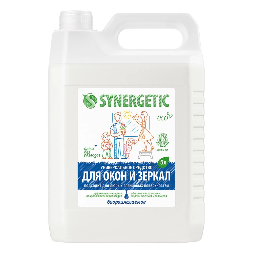 Средство Synergetic для стекол и зеркал 5 л