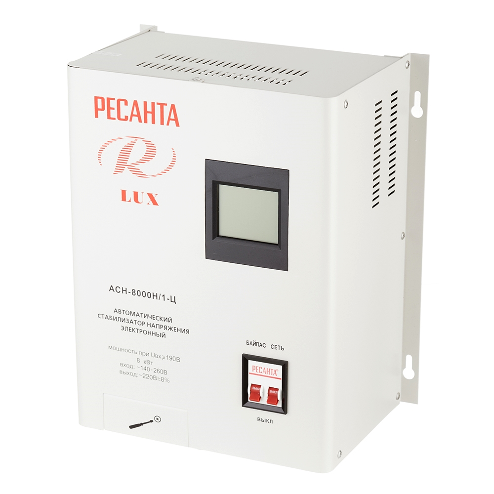 Стабилизатор напряжения Ресанта АСН-8000 Н/1-Ц Lux однофазный 220 В 8 кВт навесной