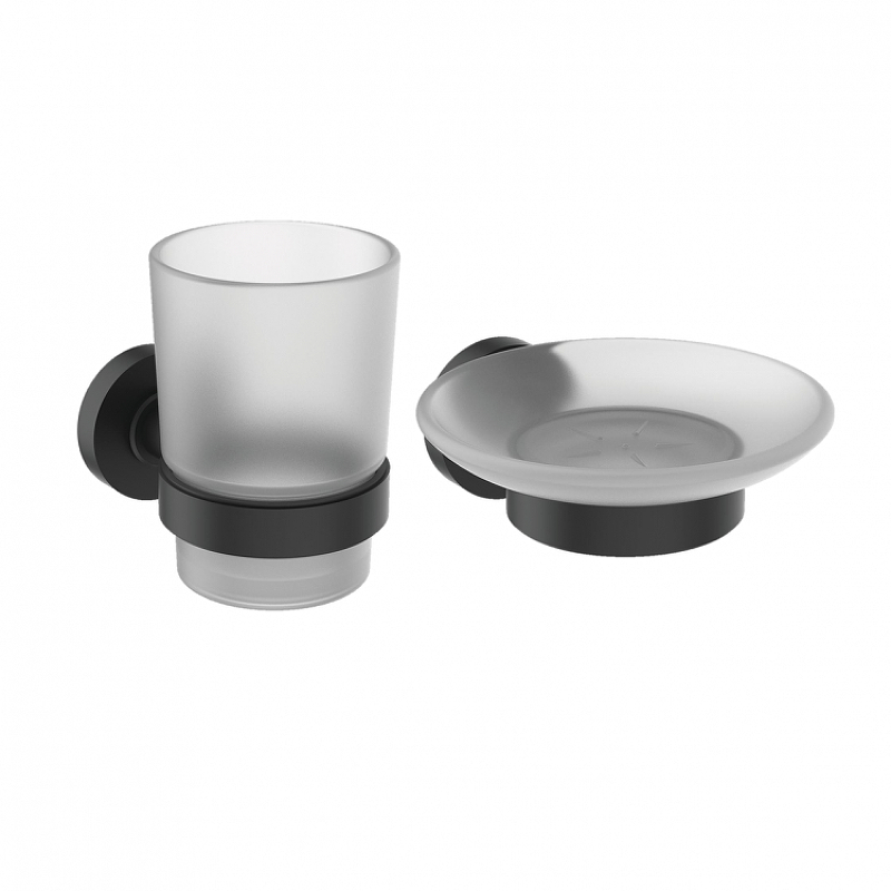 Стакан для зубных щеток с мыльницей Ideal Standard IOM BL002XG цвет Silk Black / Черный шелк