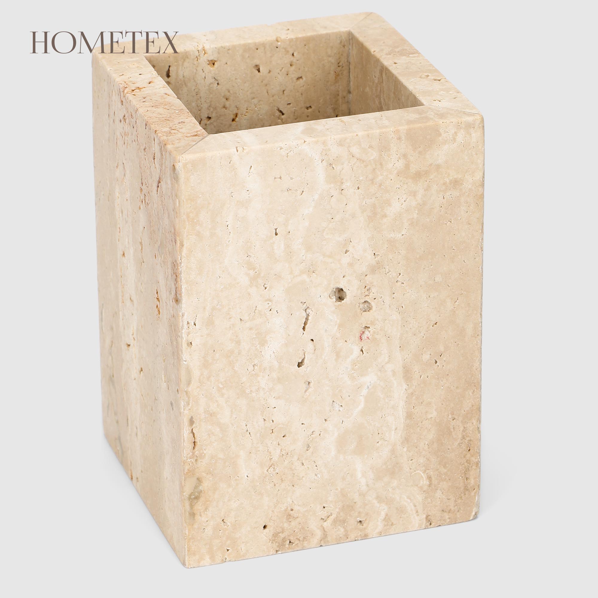 Стакан для зубных щёток Hometex травертин пористый бежевый 7х7х10 см
