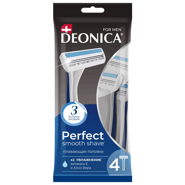 станок для бритья DEONICA 4шт 3 лезвия одноразовый мужской