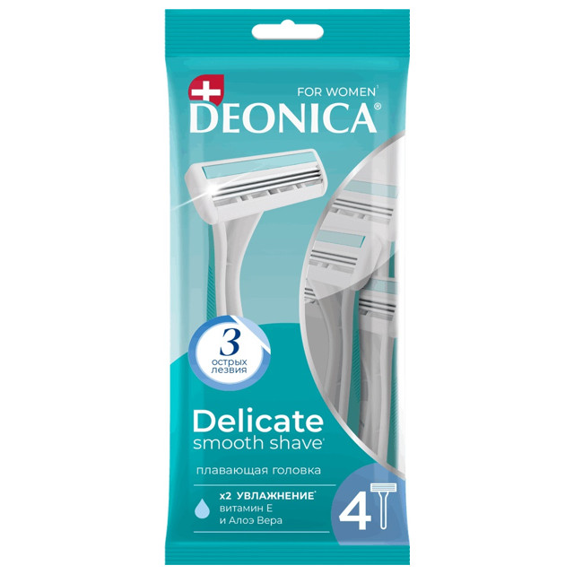 станок для бритья DEONICA 4шт 3 лезвия одноразовый женский
