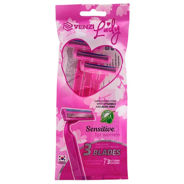 станок для бритья VENZI Lady Sensitive 3шт 3 лезвия одноразовый женский