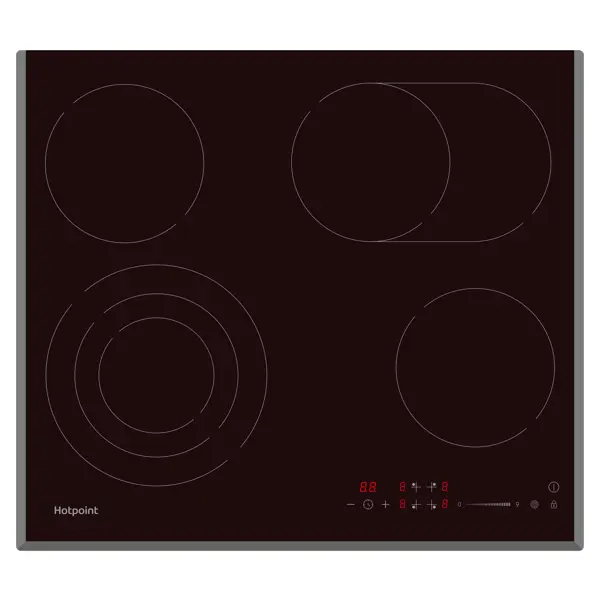 Стеклокерамическая варочная панель Hotpoint HR 6O6 BAS 58x3.7x51 см 4 конфорки цвет черный