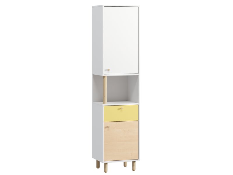 Стеллаж Дикинс 45x190 Береза/Желтый