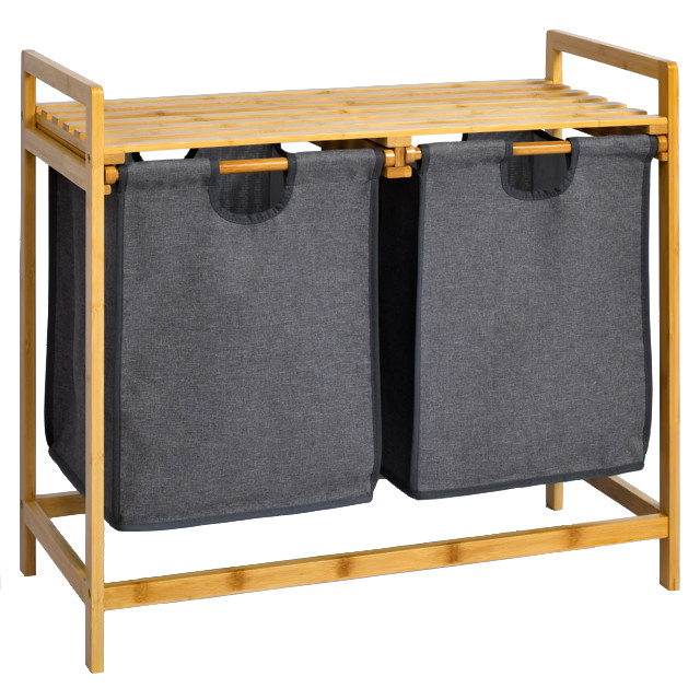 стеллаж VITARTA Bamboo 2 корзины 64х73х33см бежевый, серый