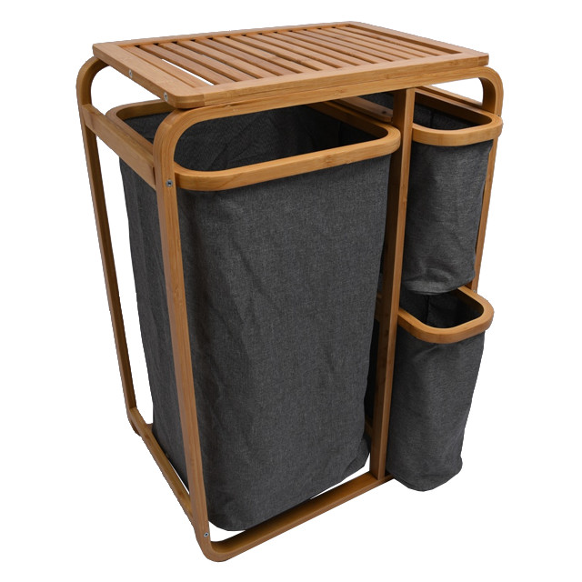 стеллаж VITARTA Bamboo 3 корзины 69,5х49х33см бежевый, серый