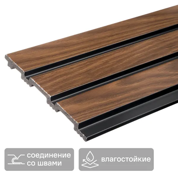 Стеновая панель ПВХ 3D махагон 2700x120x10 мм 0.324 м²