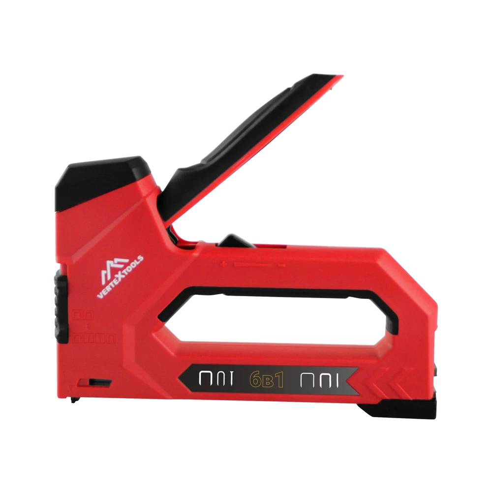 Степлер строительный для скоб Vertextools Pro (0043-07) 4 в 1 с регулировкой удара металлический