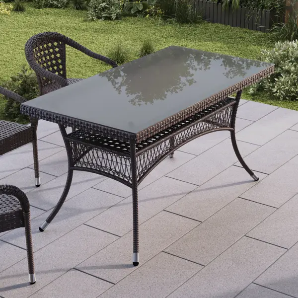 Стол садовый прямоугольный Deco 160x85x75 см искусственный ротанг темно-коричневый