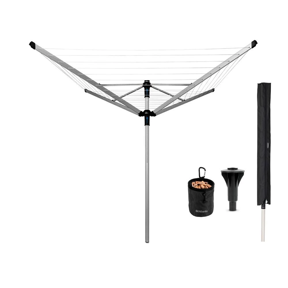 Сушилка для белья напольная Brabantia Lift-O-Matic Advance 60 м 1970х3120х3120 мм с чехлом серая металлик